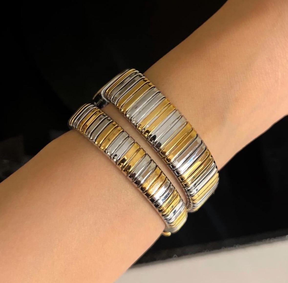 Gold and silver Luxury diamand snake watch silver