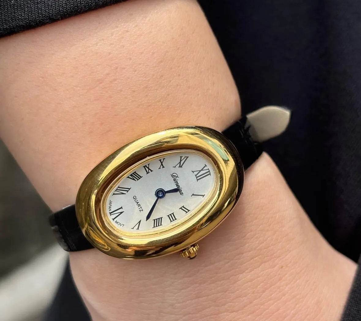 Small Women's Tank Style Luxury gold leather watch