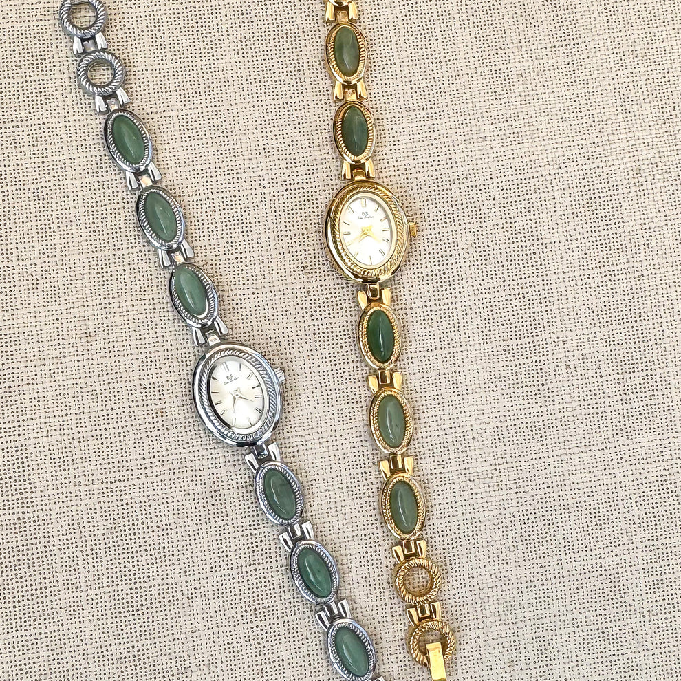 Gold gemstone green women’s watch | Vintage inspired