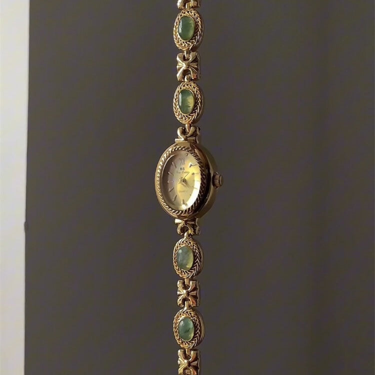Gold gemstone green women’s watch | Vintage inspired