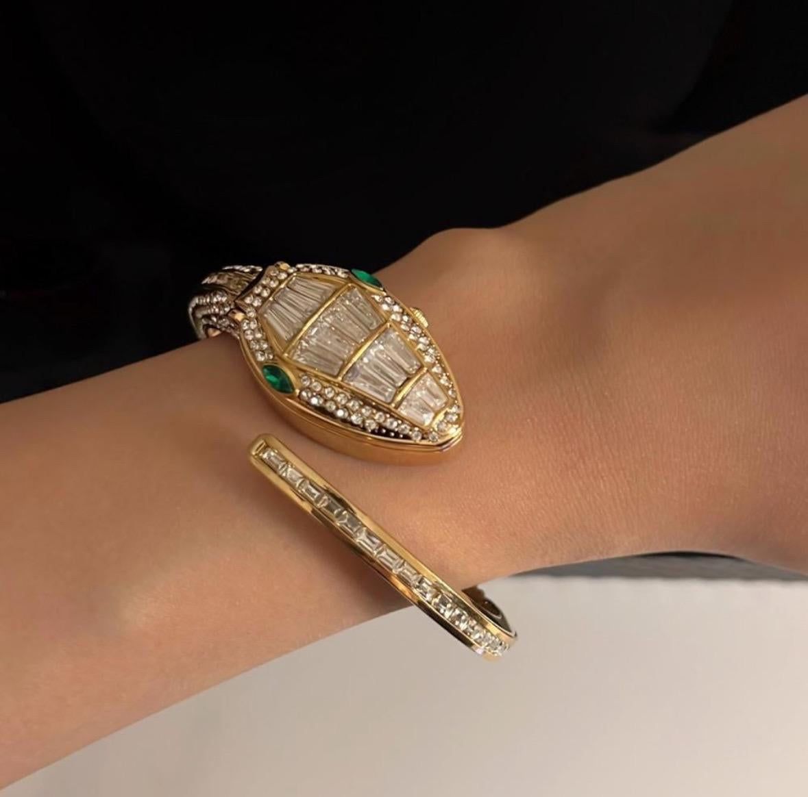 Luxury snake gold and silver watch