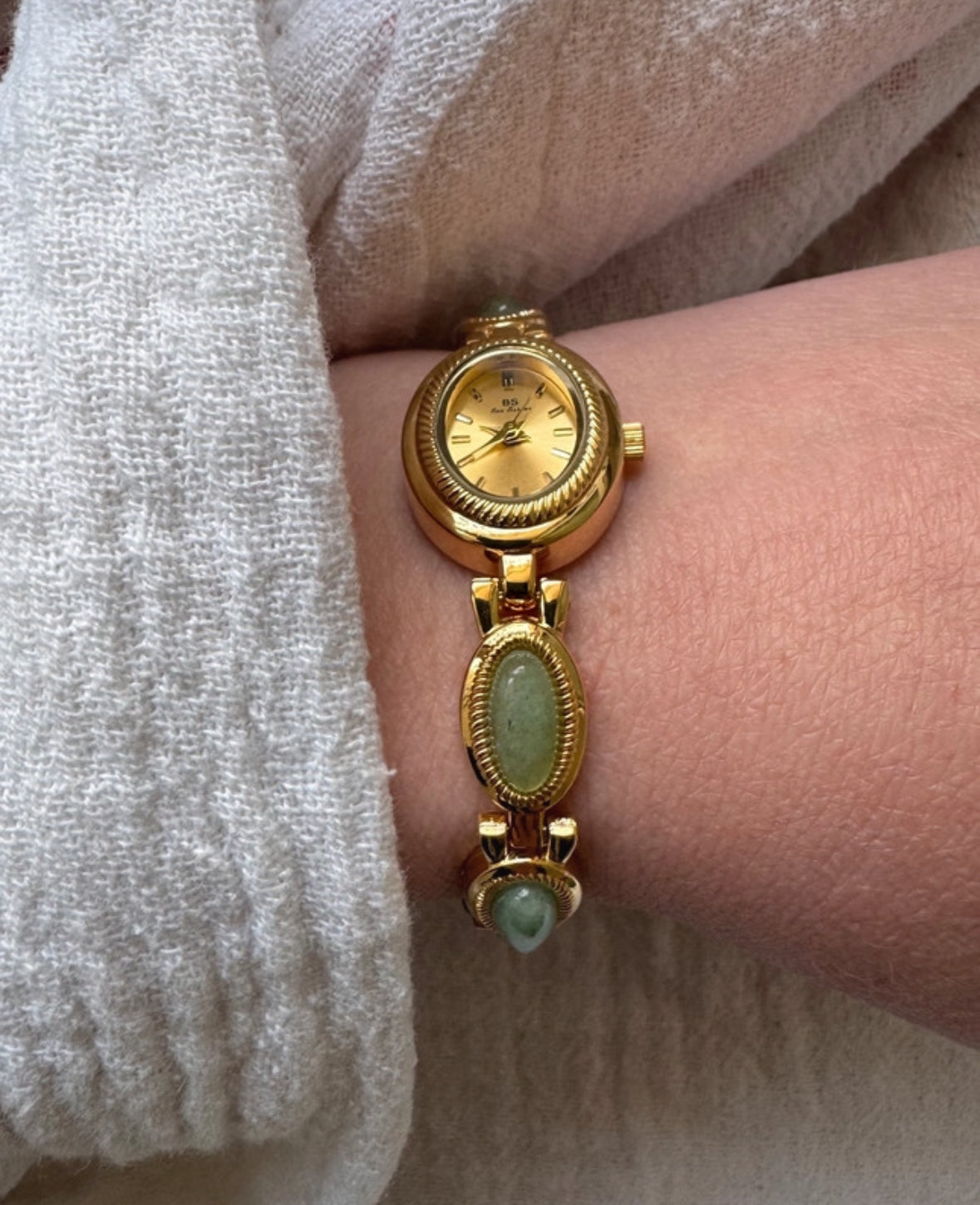 Gold gemstone green women’s watch | Vintage inspired