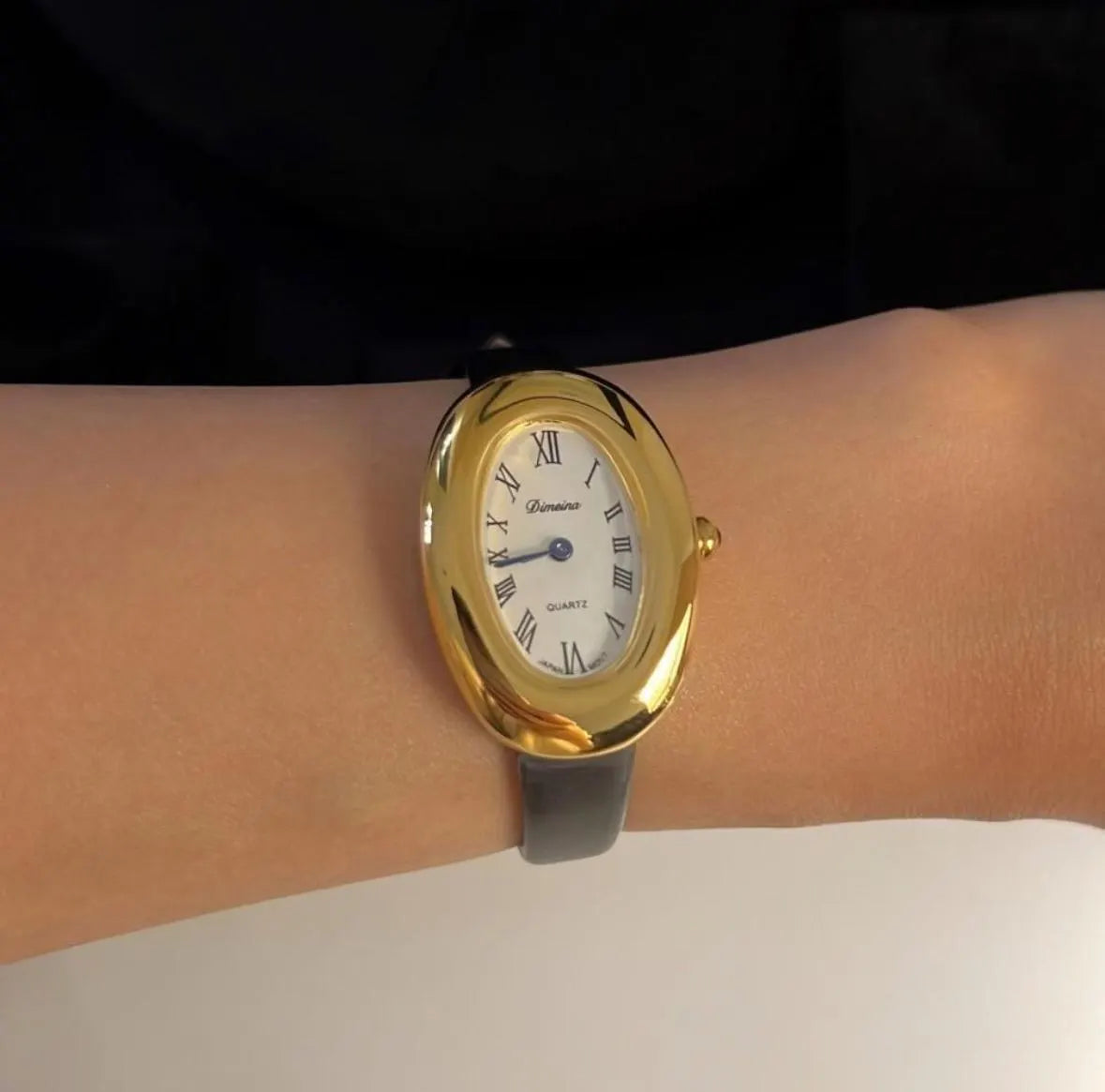 Small Women's Tank Style Luxury gold leather watch