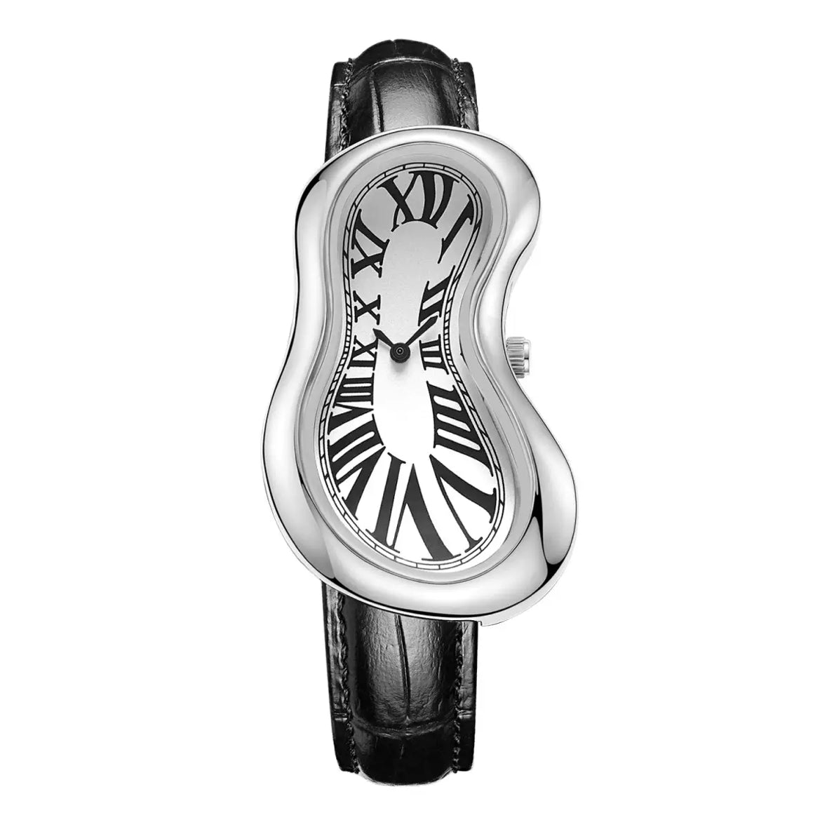 Luxury vintage inspired leather gold watch, Melting watch crash Unisex