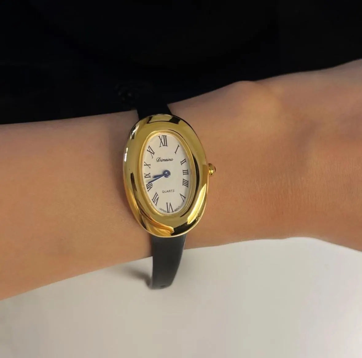 Small Women's Tank Style Luxury gold leather watch