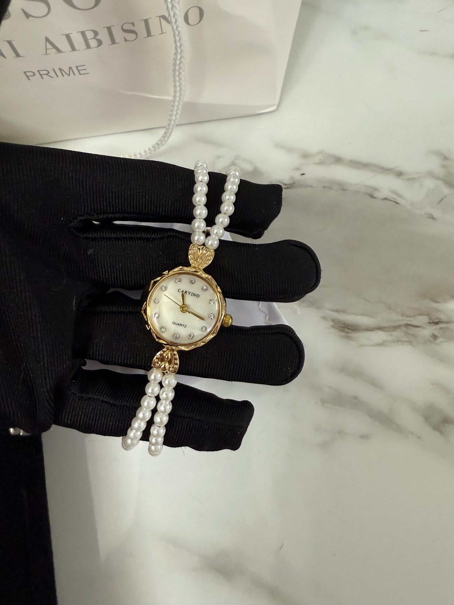 Gold old money Pearl Watch vintage - PrettyCuteWrist