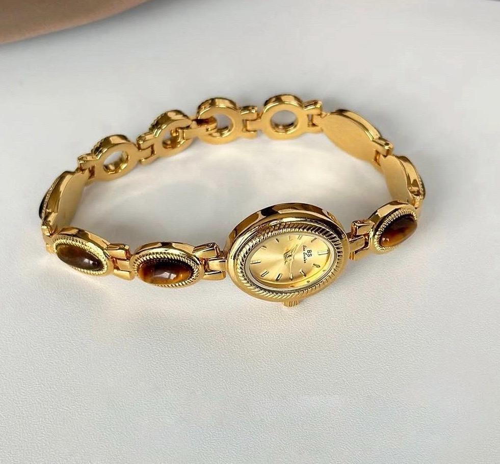 Gold old money tiger eyes brown watch | vintage inspired