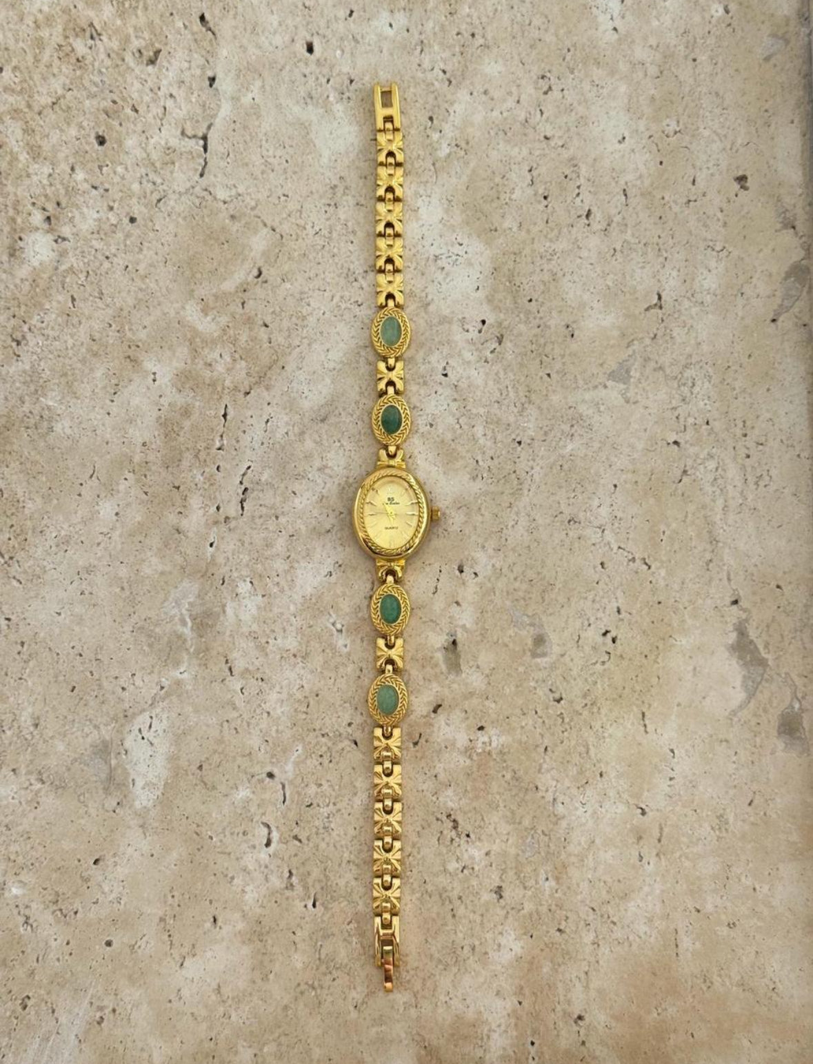Gold gemstone green women’s watch | Vintage inspired