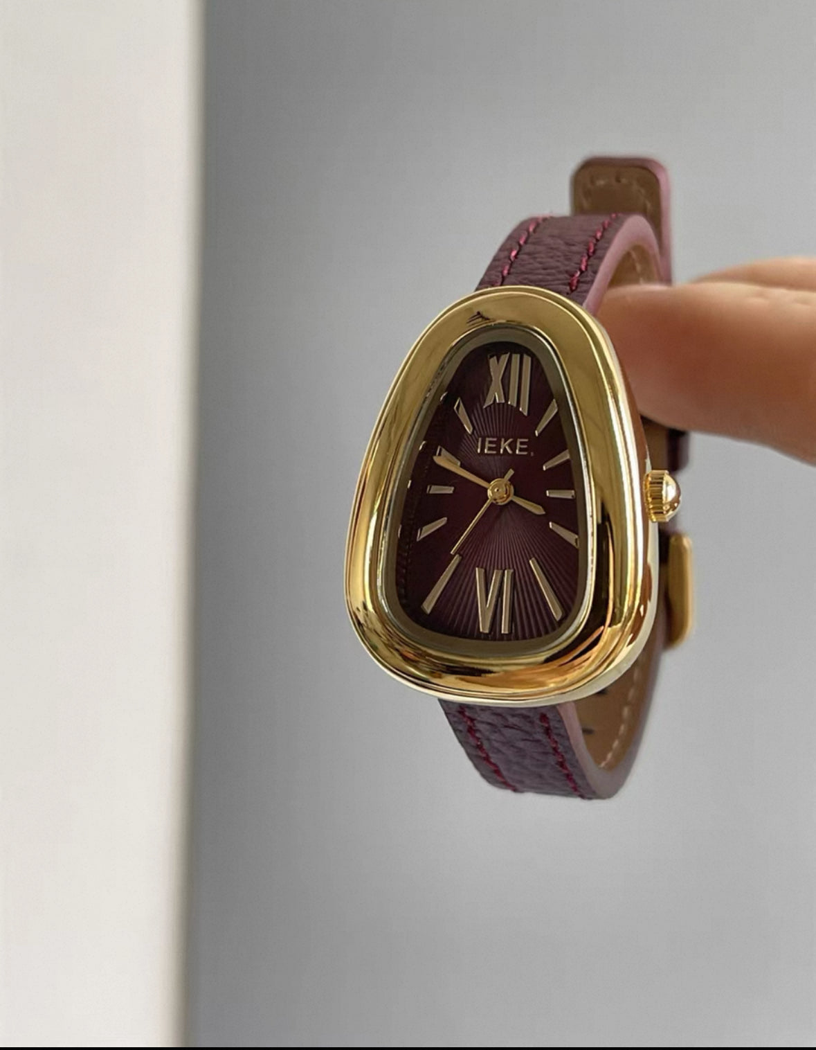 Gold Snake Luxury leather burgundy watch