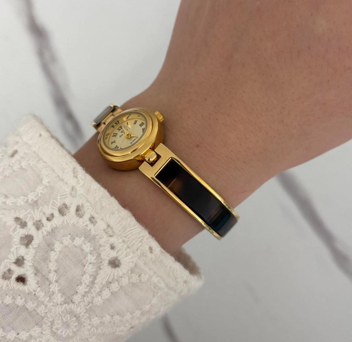 Gold old money brown resin watch | vintage inspired