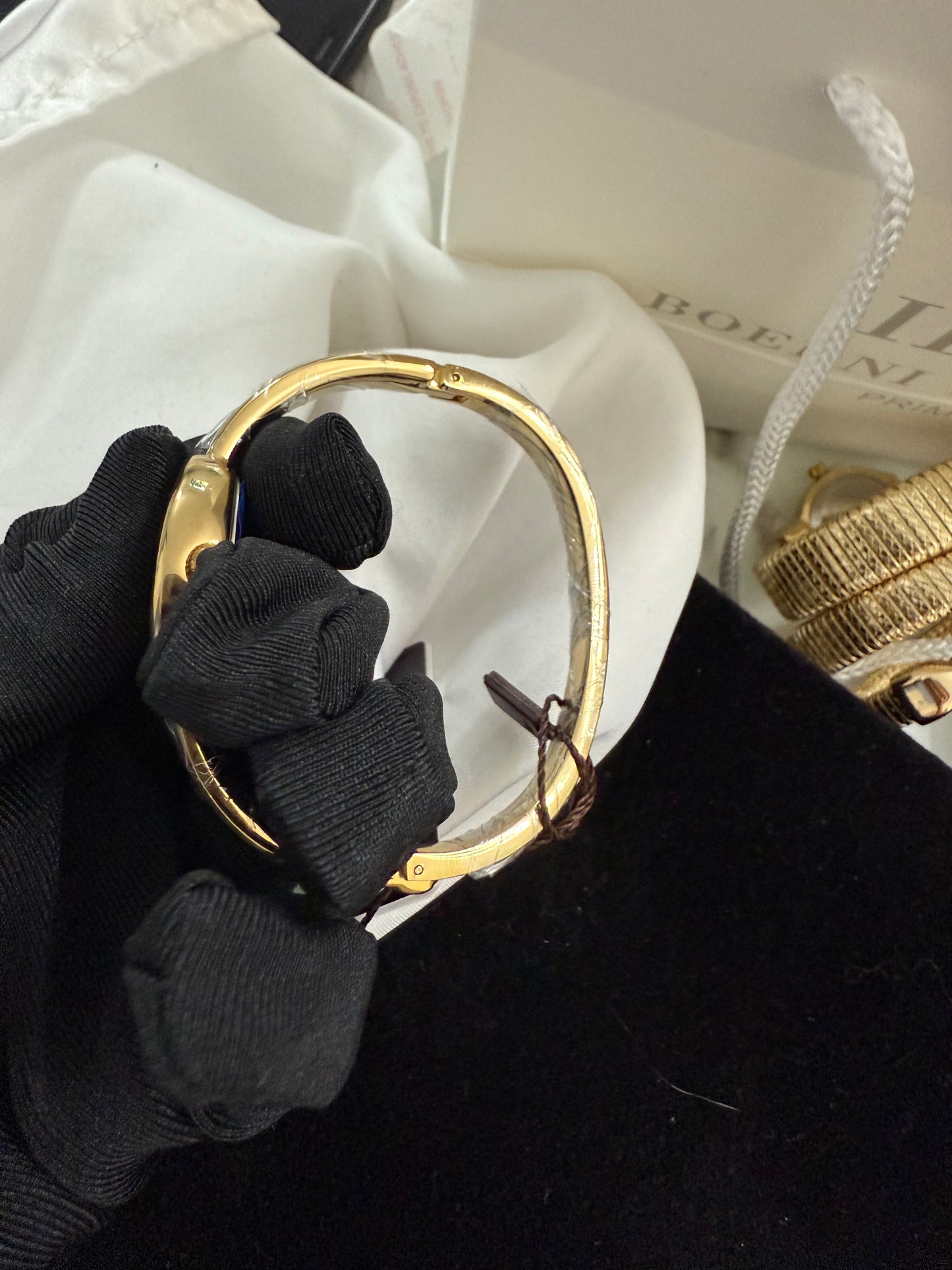 Gold bangle and gold dial watch watch | Vintage inspired