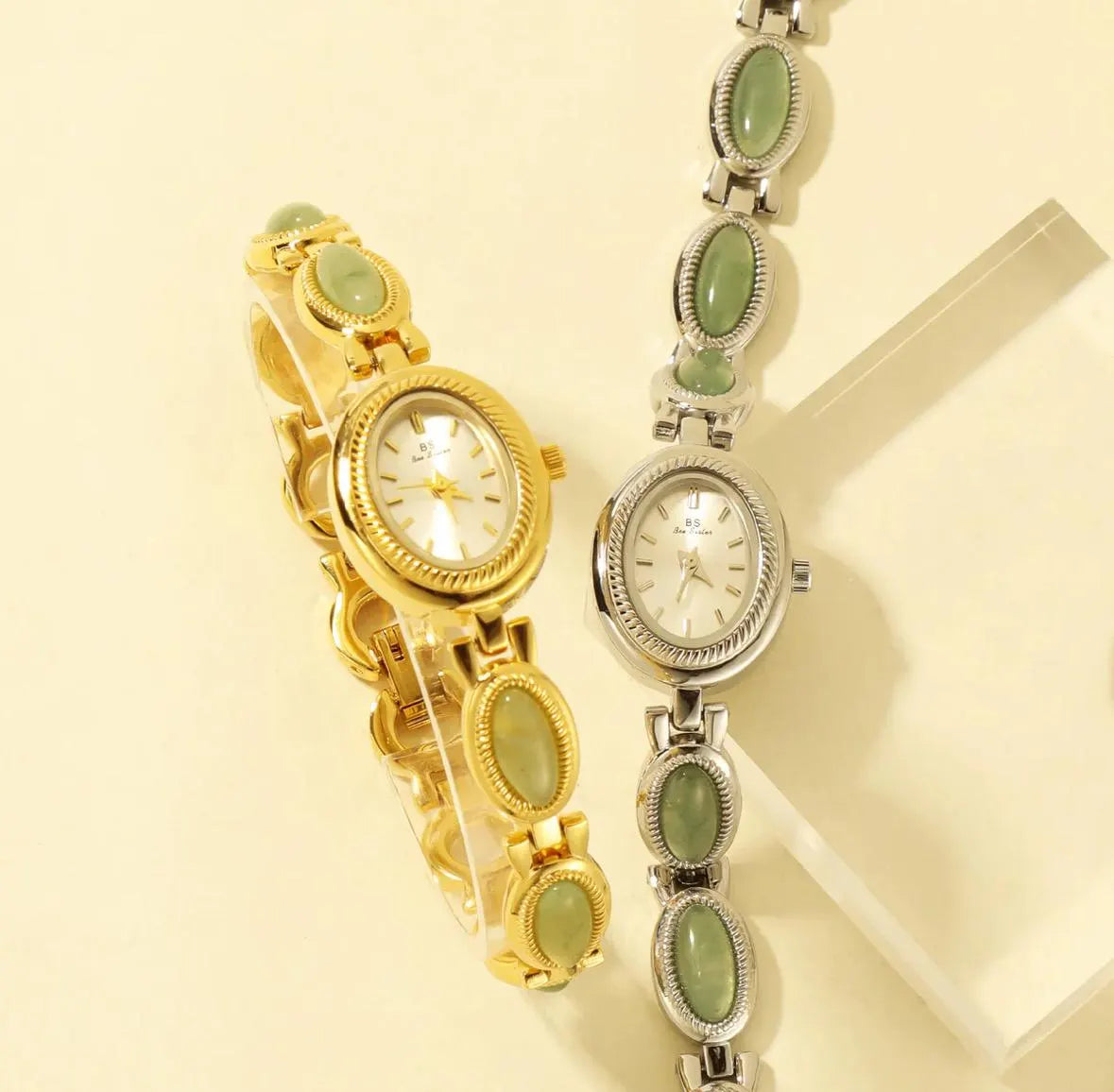 Gold gemstone green women’s watch | Vintage inspired