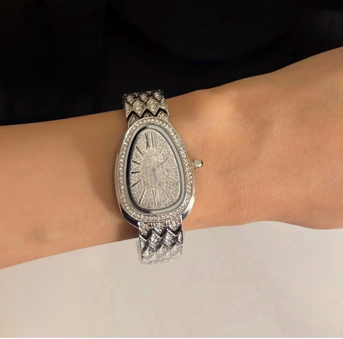 Silver Luxury snake women diamond watch
