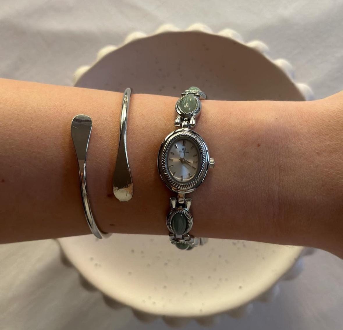 Gold gemstone green women’s watch | Vintage inspired