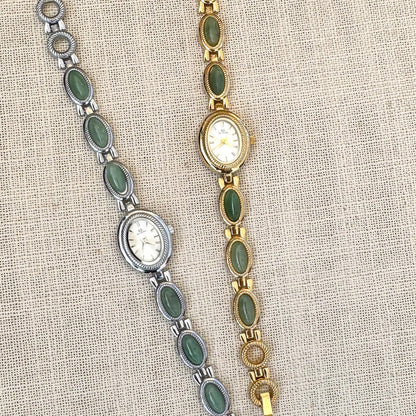 Gold gemstone green women’s watch | Vintage inspired