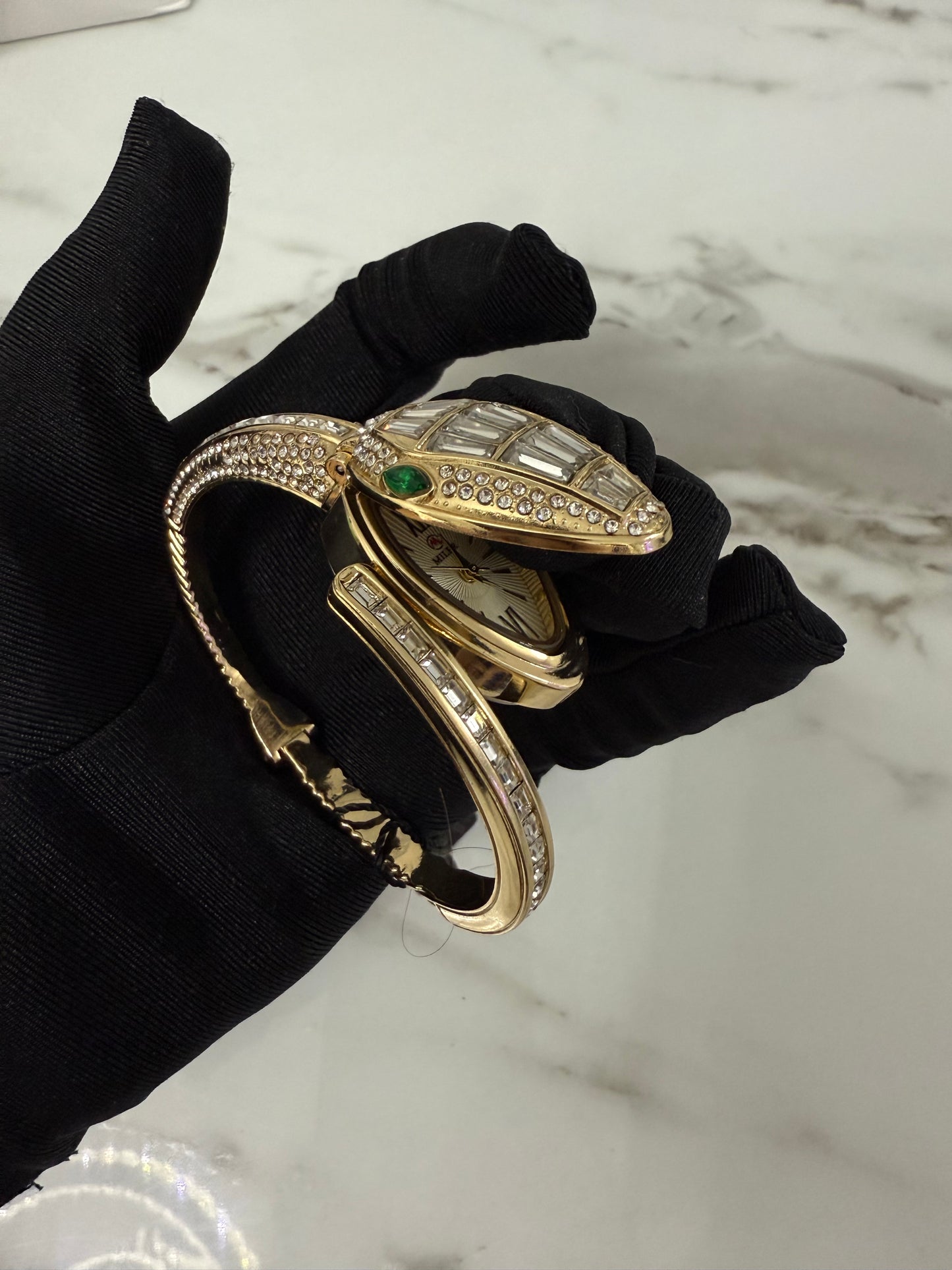 Luxury snake gold and silver watch