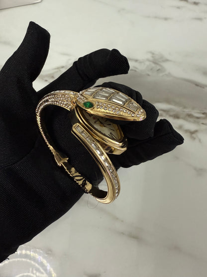 Luxury snake gold and silver watch