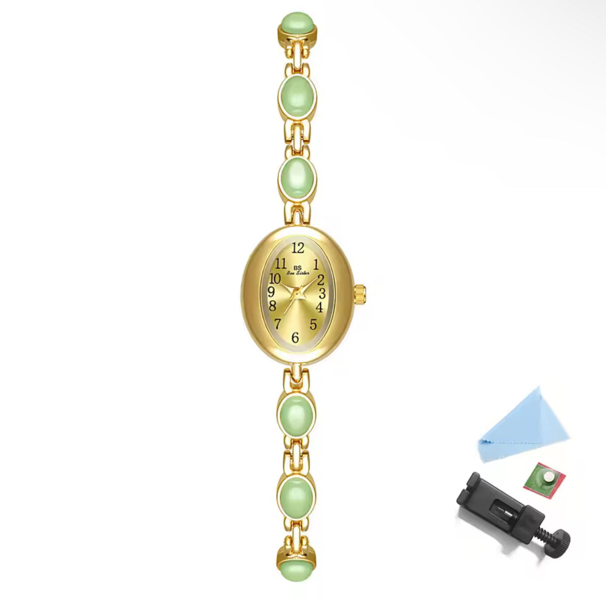 Montre vintage en or délicat, montre pour femme avec pierres précieuses