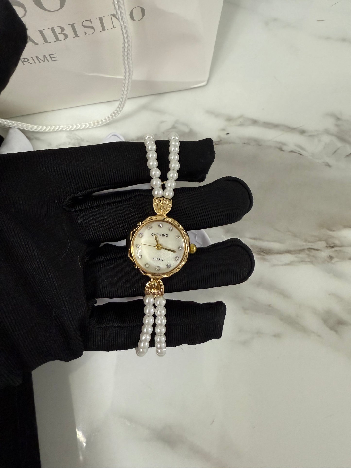Gold old money Pearl Watch vintage - PrettyCuteWrist