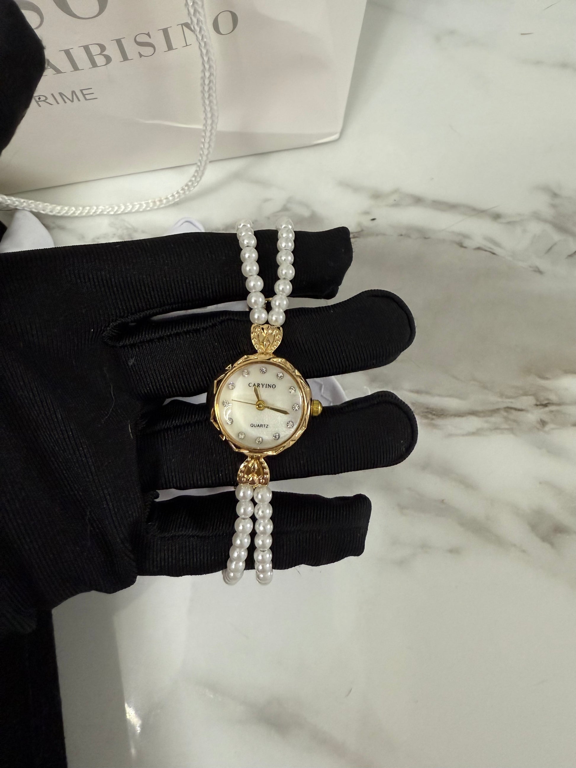Gold old money Pearl Watch vintage - PrettyCuteWrist
