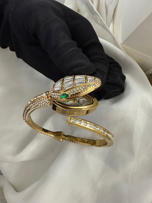 Luxury snake gold and silver watch