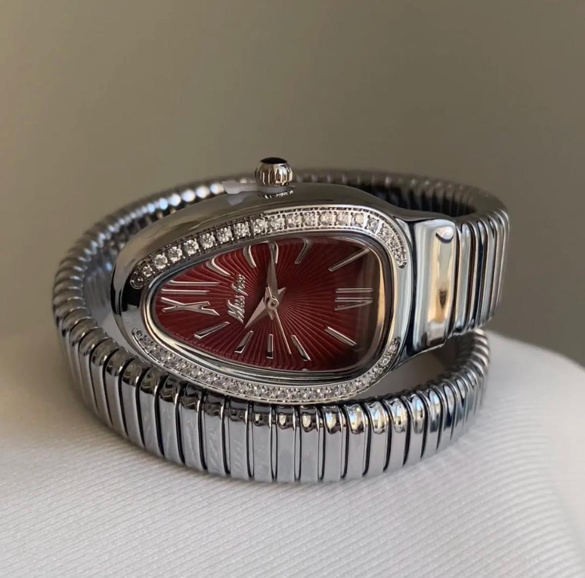 Luxury snake watch, Vintage women watch, gold watch,double circle design