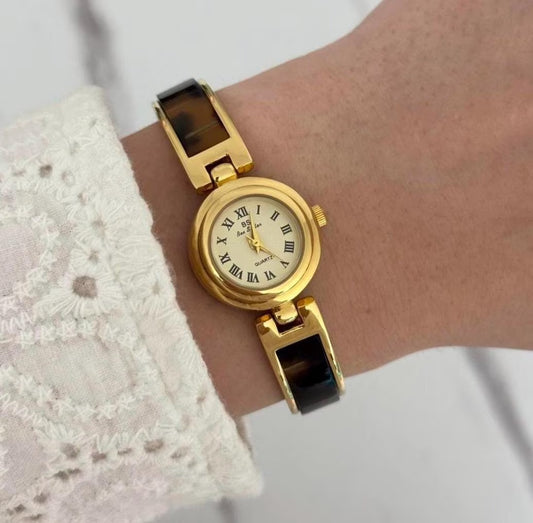 Gold old money brown resin watch | vintage inspired