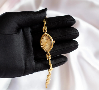 Montre vintage délicate en or, montre femme ancienne