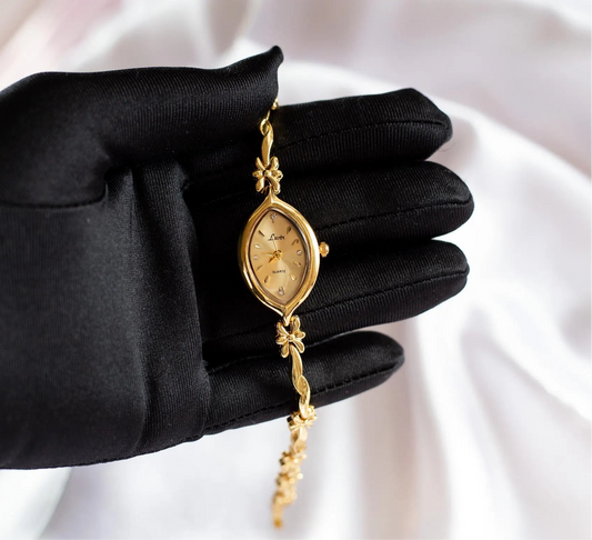 Montre vintage délicate en or, montre femme ancienne