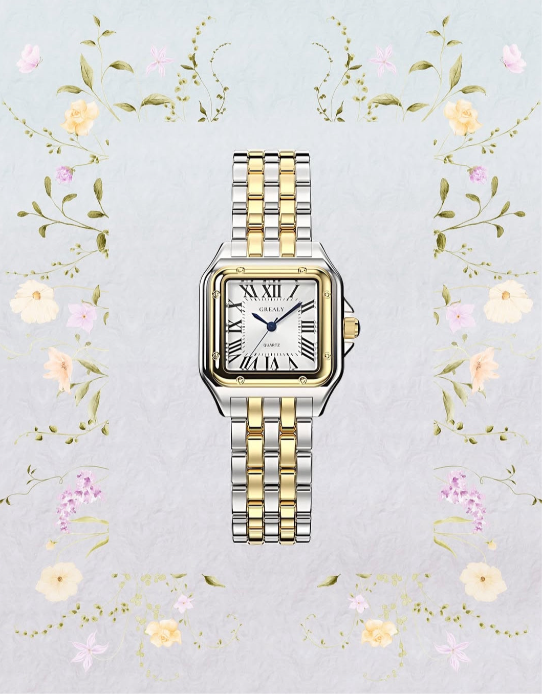 Square Dial Gold Vintage Women Panthere style Watch