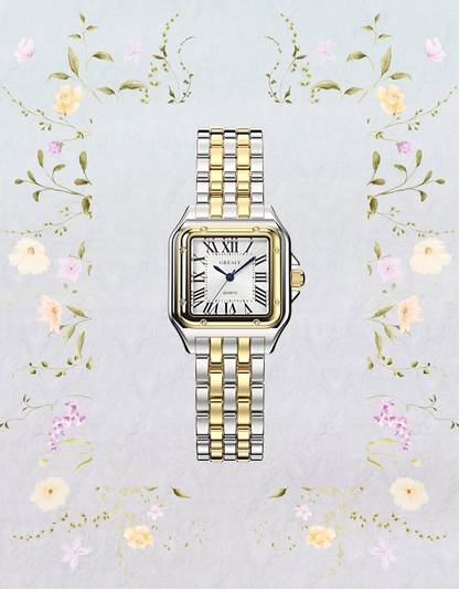 Square Dial Gold Vintage Women Panthere style Watch
