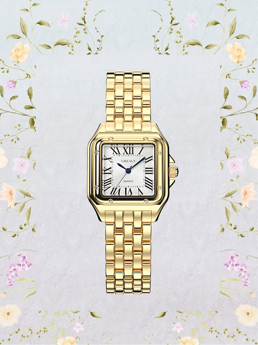 Square Dial Gold Vintage Women Panthere style Watch