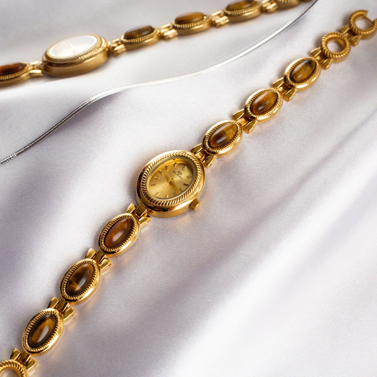 Gold old money tiger eyes brown watch | vintage inspired