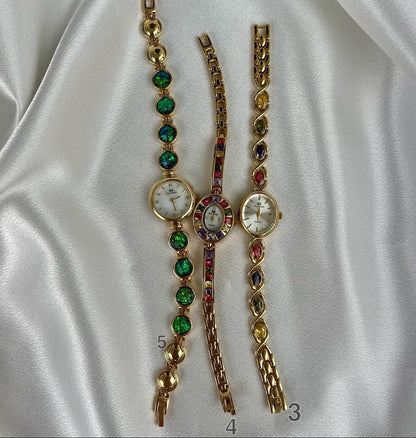 Vintage dainty gold gemstone women Watch