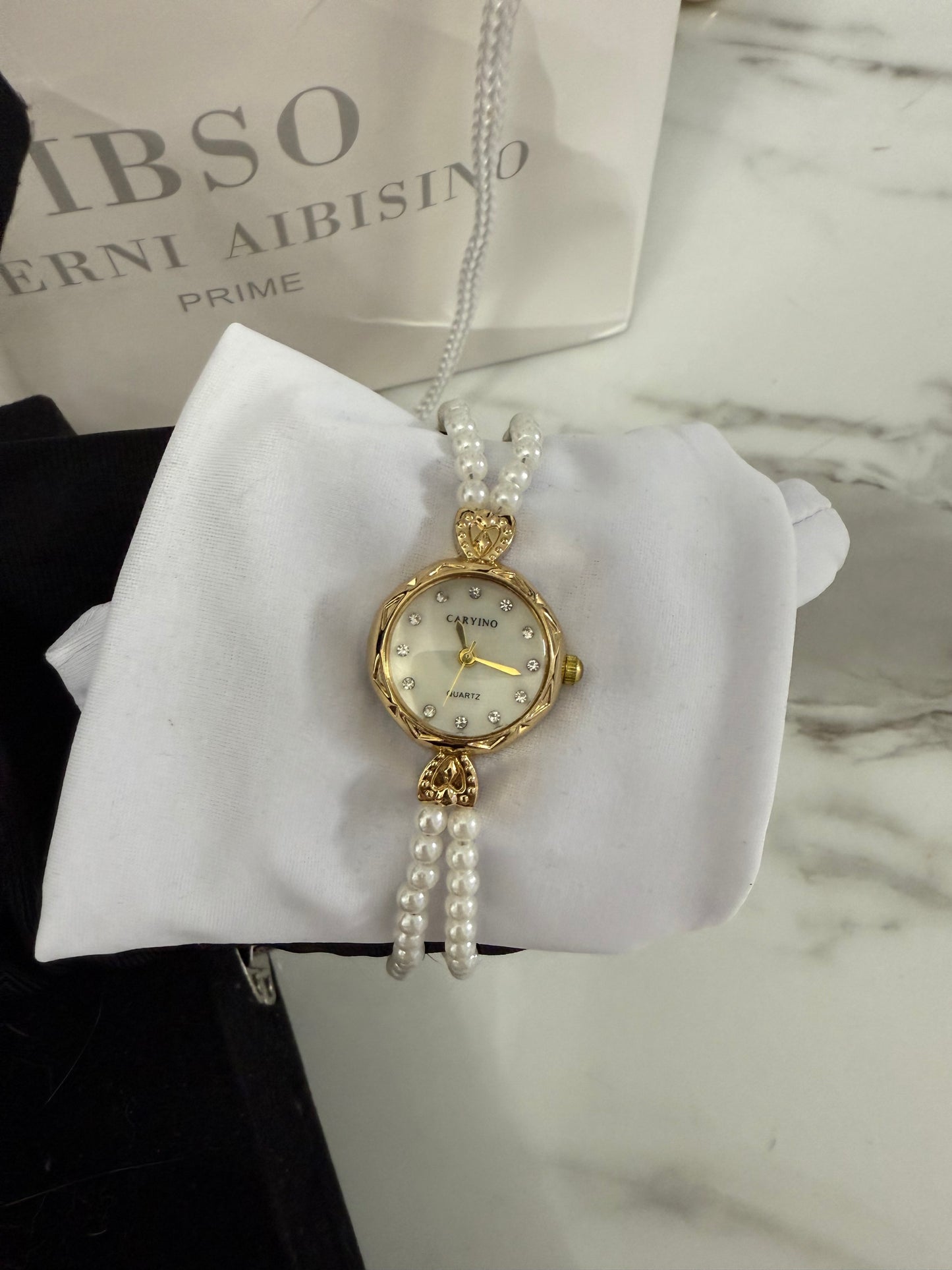 Gold old money Pearl Watch vintage - PrettyCuteWrist