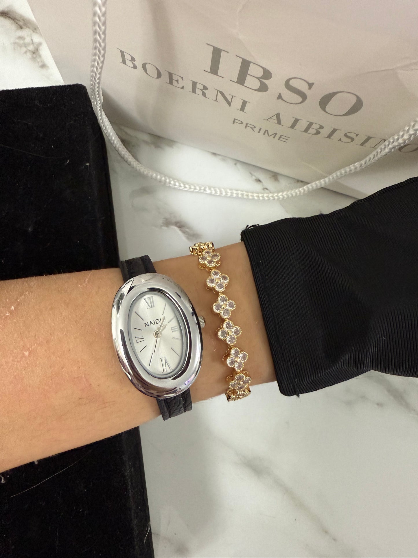 Burgundy luxury leather oval watch - PrettyCuteWrist