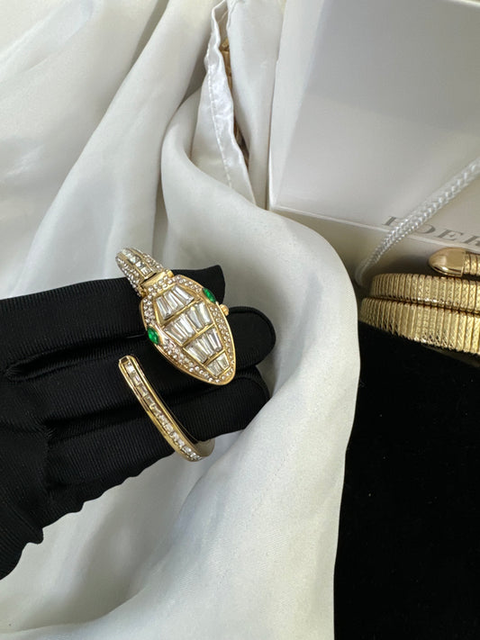 Luxury snake gold and silver watch