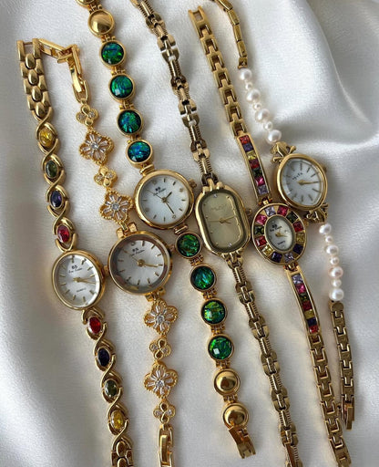 Vintage women old money gemstone watch