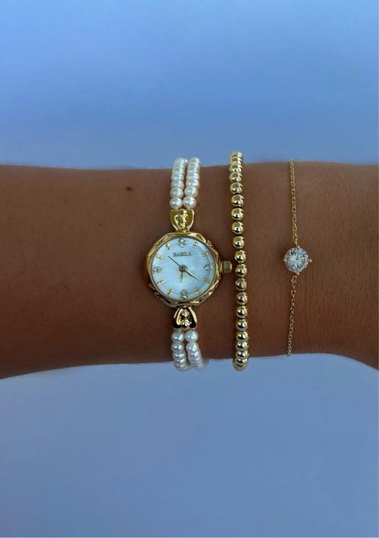 Gold old money Pearl Watch vintage inspired