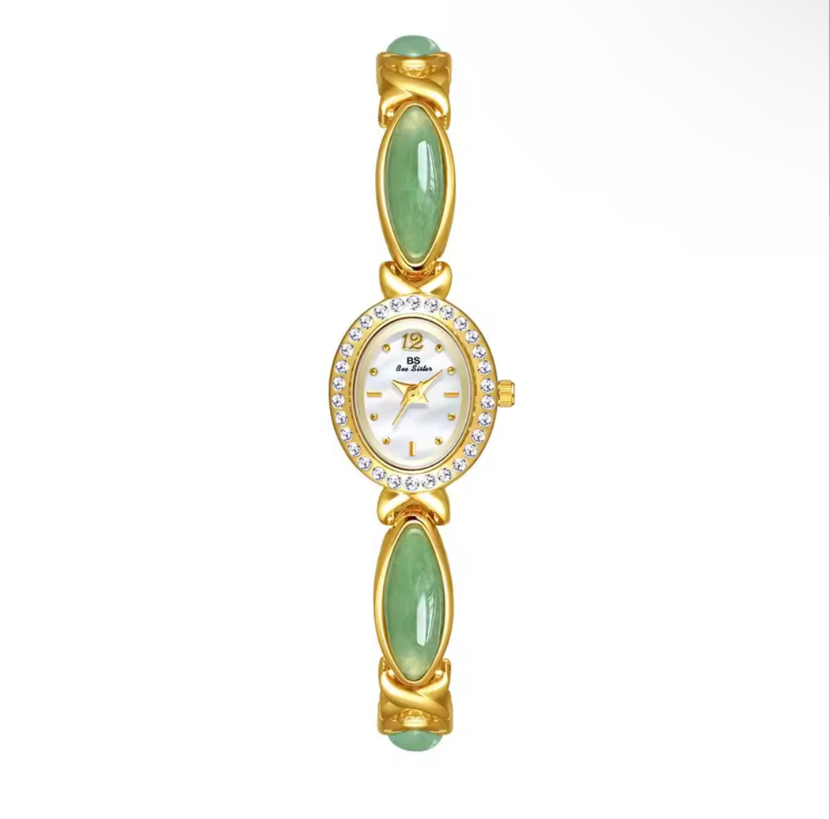 Montre vintage en or délicat, montre pour femme avec pierres précieuses