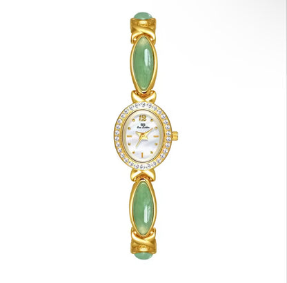Montre vintage en or délicat, montre pour femme avec pierres précieuses