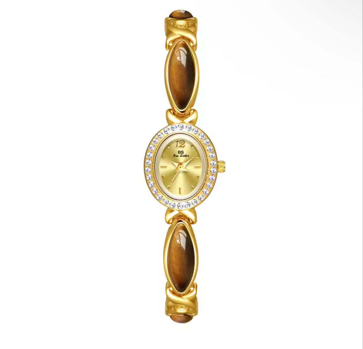 Montre vintage en or délicat, montre pour femme avec pierres précieuses