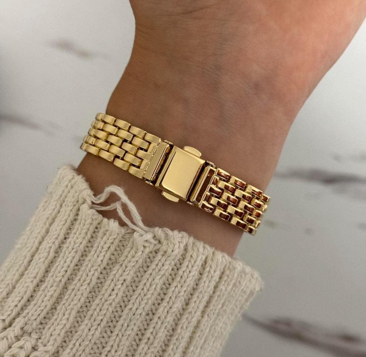 Square Dial Gold Vintage Women Panthere style Watch
