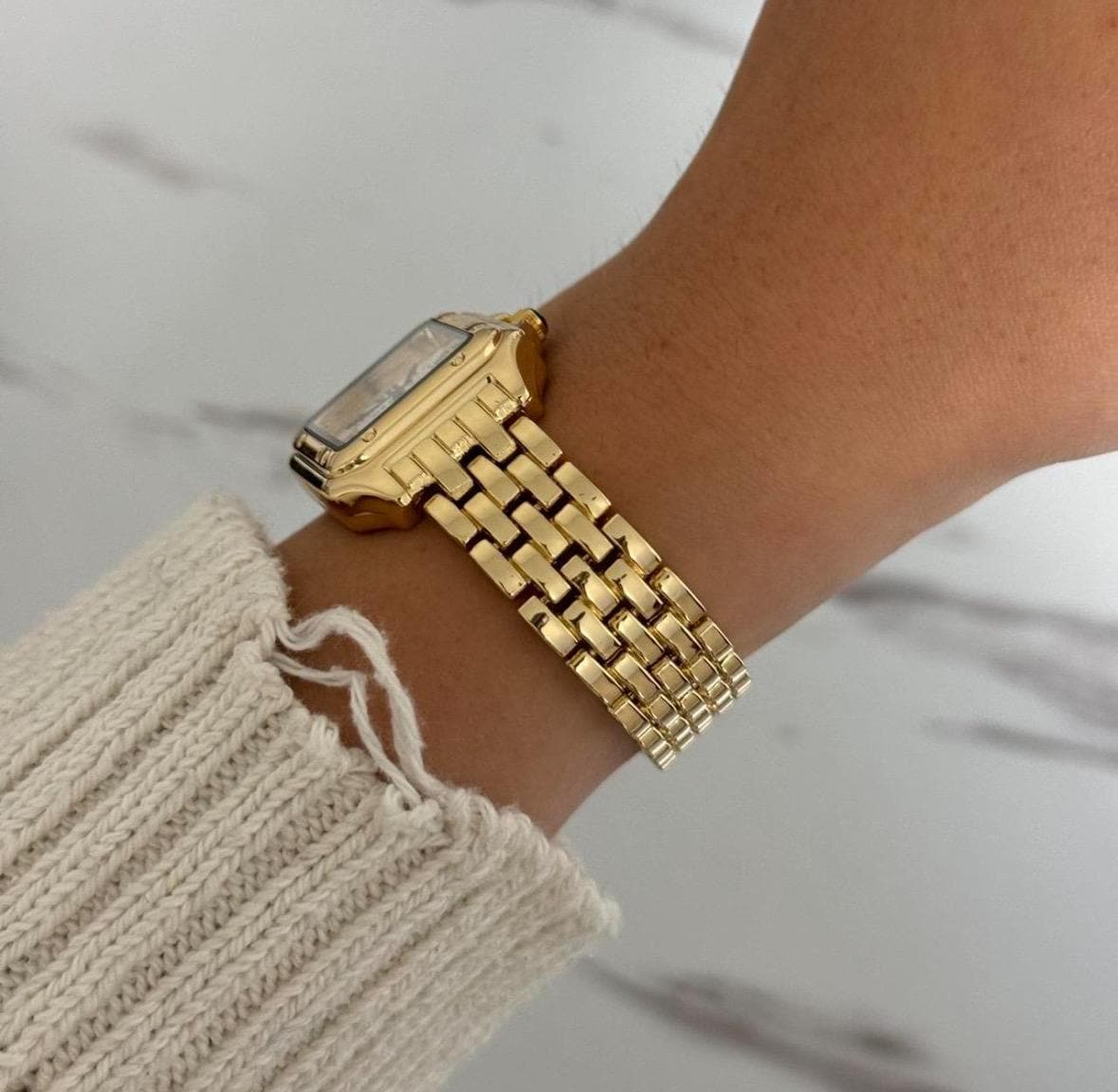 Square Dial Gold Vintage Women Panthere style Watch