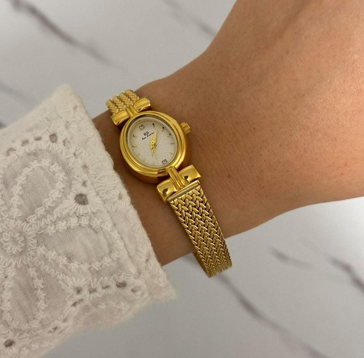 Vintage dainty Gold watch, Old money women silver and goldwatch