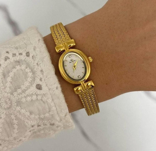 Montre en or vintage délicate, montre en argent et en or pour femme ancienne