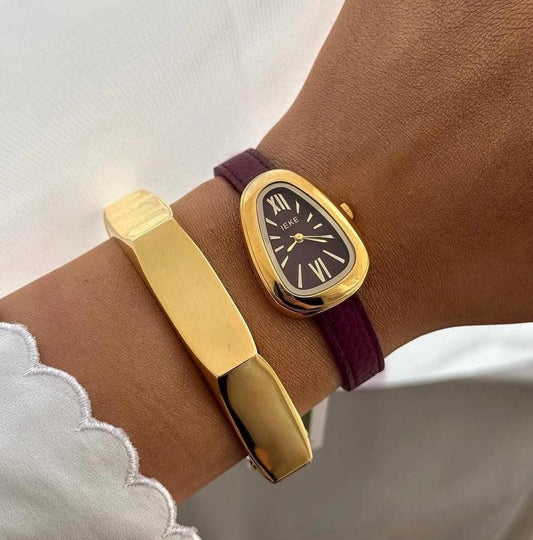 Gold Snake Luxury leather burgundy watch